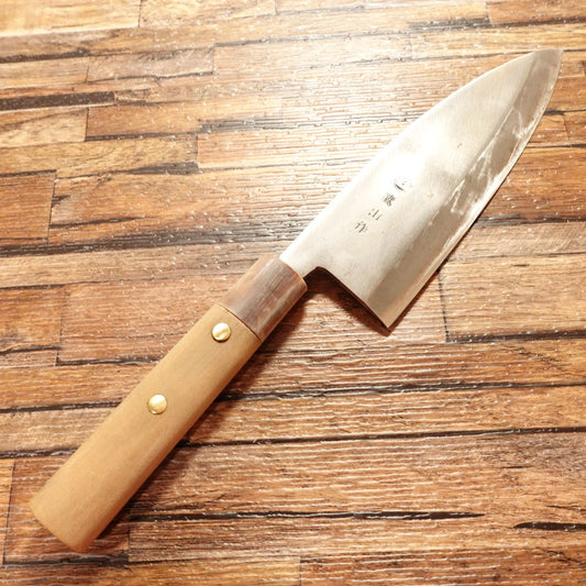 Takayama Aideba Knife, Sharpened, Water Buffalo Handle, Thin Deba, 170mm