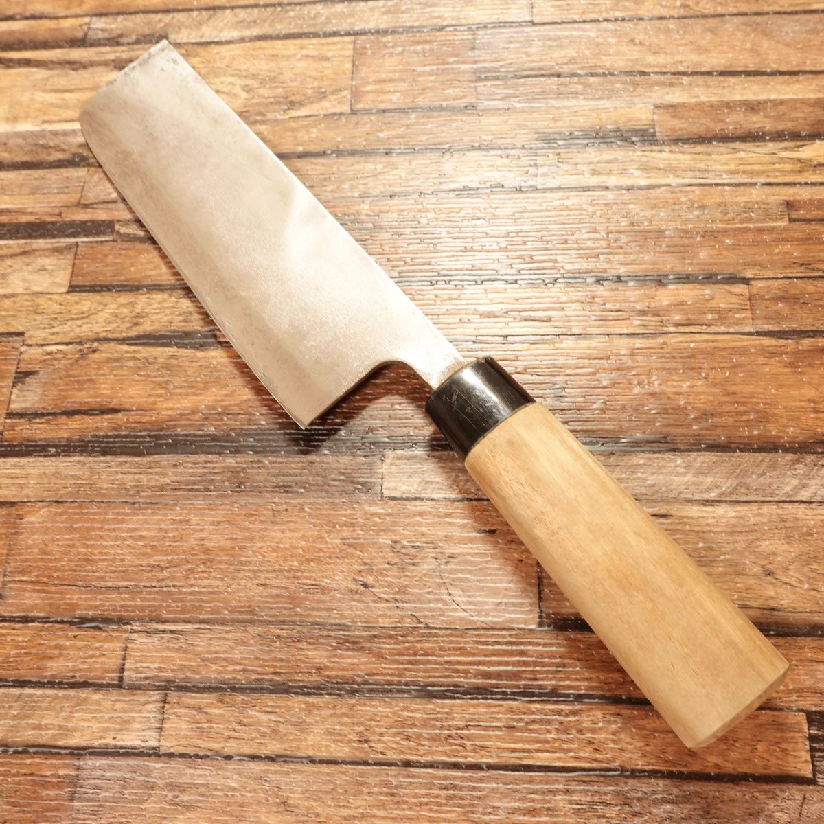 Sekimagoroku Nakiri Knife, Sharpened, Ginju, Honhagane Steel, Nakiri, Double-Bevel, 165mm