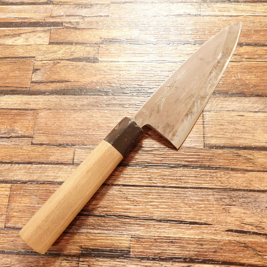 Sugimoto（杉本）Deba Knife, Sharpened, Water Buffalo Handle, Tokyo Sugimoto No.96, Hagane Steel, 155mm