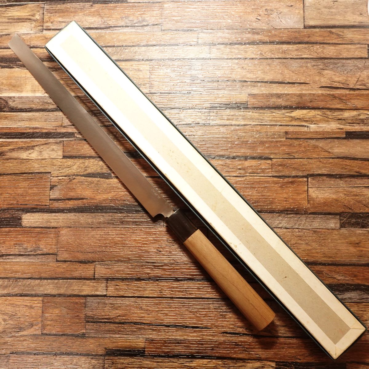 Sugimoto Tako-Hiki Knife, Sharpened, Water Buffalo Handle, Sashimi Knife, Aogami Steel, Nearly Unused, Boxed, 275mm