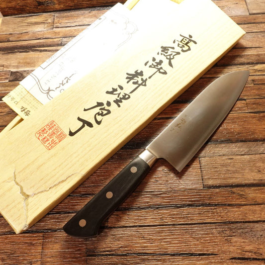 Tetsuhiro Santoku Knife, Sharpened, All-Purpose Knife, VG-10 Core, Warikomi Construction, Boxed (Box Damaged), 170mm