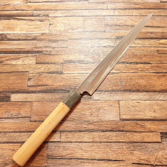 Kanesou Yanagiba Knife, Sharpened, Sashimi Knife, Water Buffalo Handle, Carbon Steel, Well Maintained, 240mm