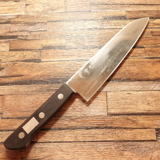 Jikko Santoku Knife, Sharpened, H-INOX All-Purpose Knife, Stainless Steel, Sakai Jikko, 180mm