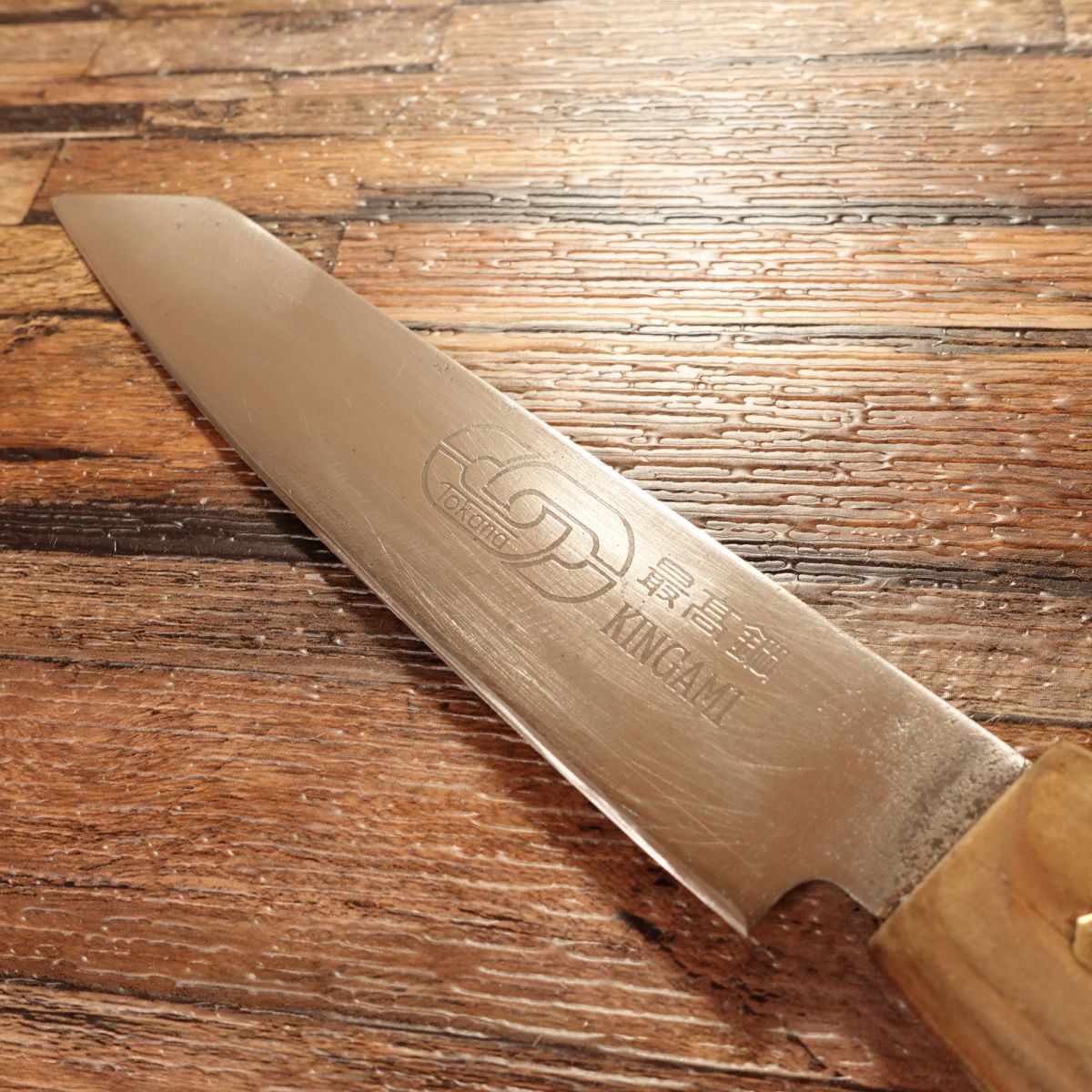 TOKANA Santoku Knife, Sharpened, Bunka Style, KINGAMI Gold Steel, Stainless, 155mm