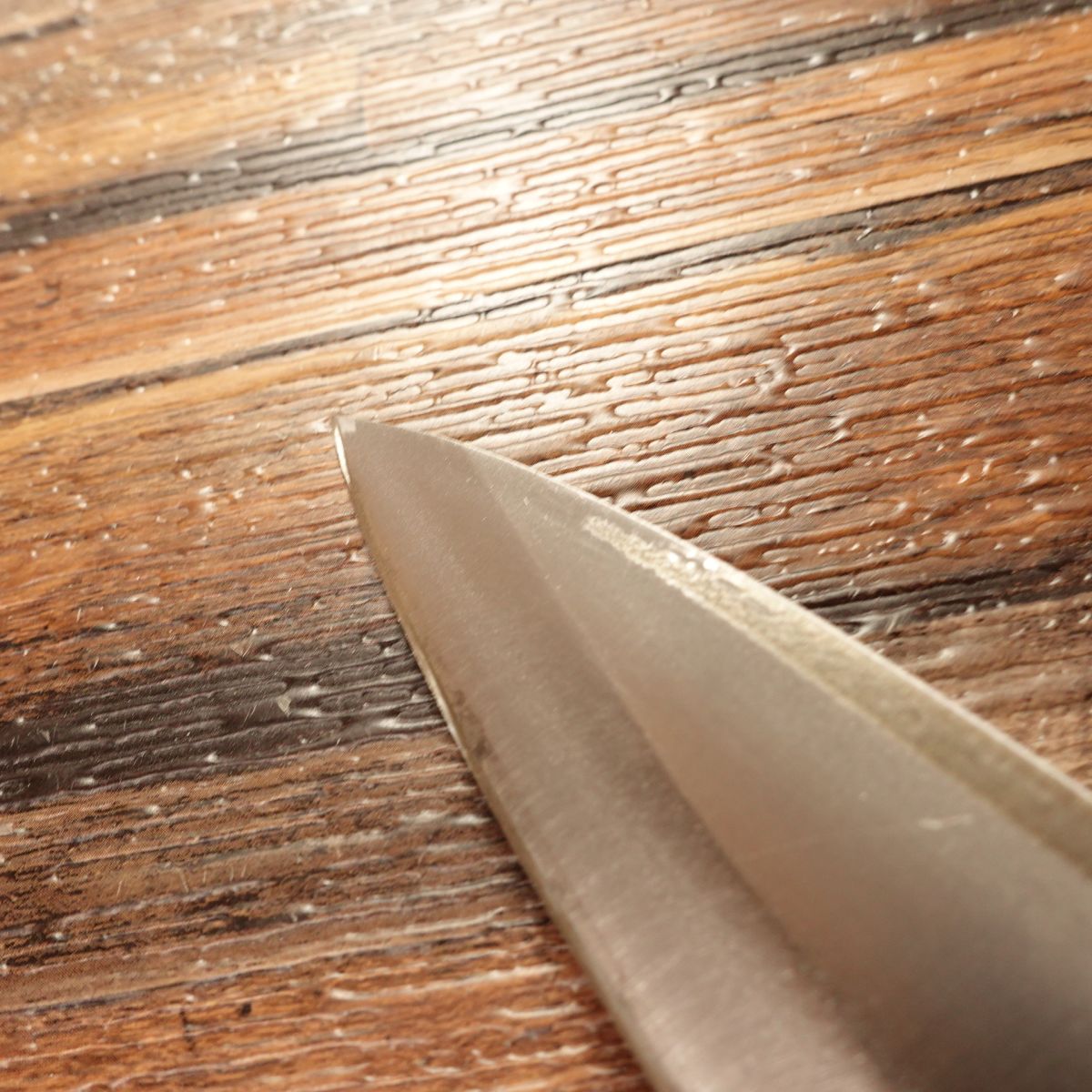 Shiro Kunimitsu Aji-kiri Knife, Sharpened, Ko-Deba Style, Near Unused, 115mm