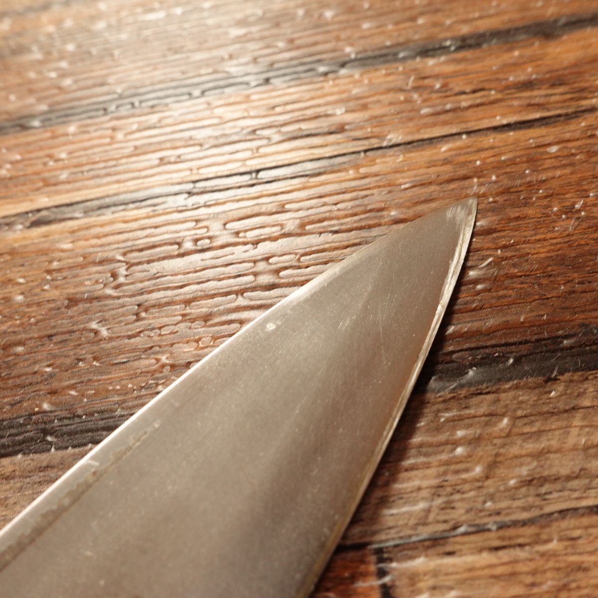 Shiro Kunimitsu Aji-kiri Knife, Sharpened, Ko-Deba Style, Near Unused, 115mm