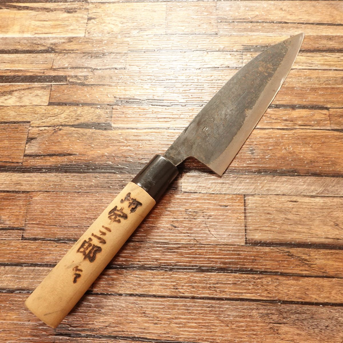 Usaburo Japanese Santoku Knife, Sharpened, Black-Forged, Double Bevel, All-Purpose Knife, 155mm