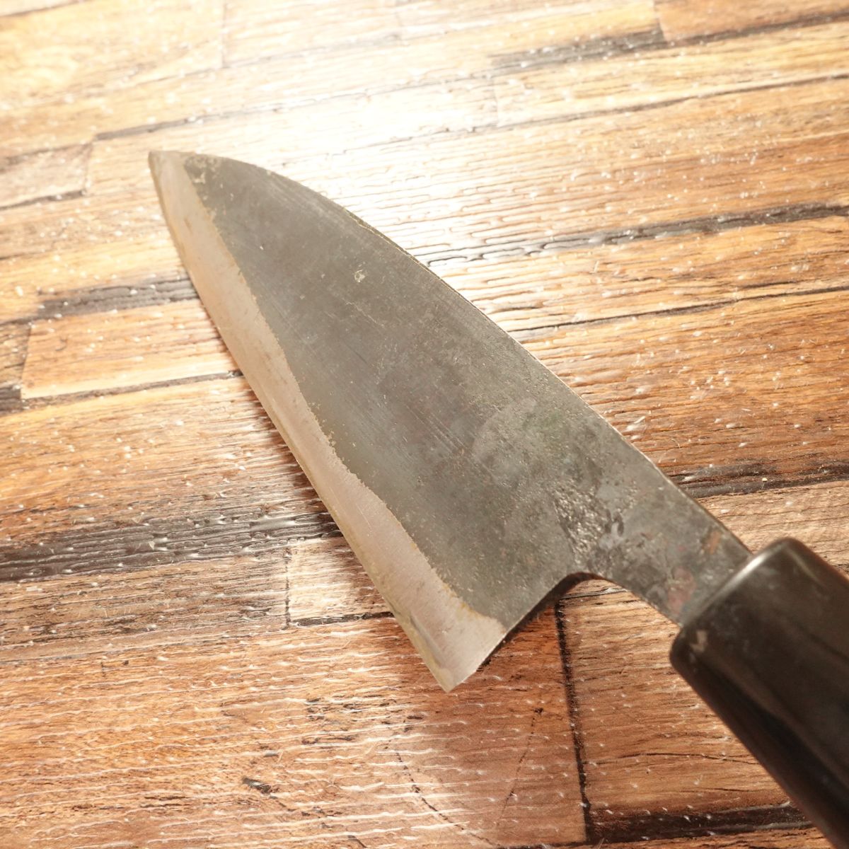 Usaburo Japanese Santoku Knife, Sharpened, Black-Forged, Double Bevel, All-Purpose Knife, 155mm