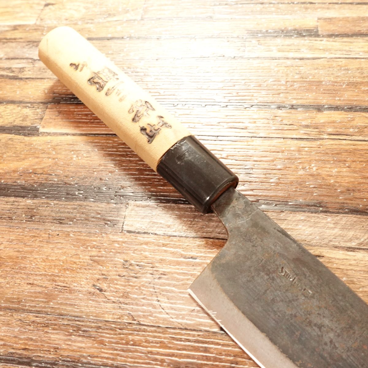 Usaburo Japanese Santoku Knife, Sharpened, Black-Forged, Double Bevel, All-Purpose Knife, 155mm