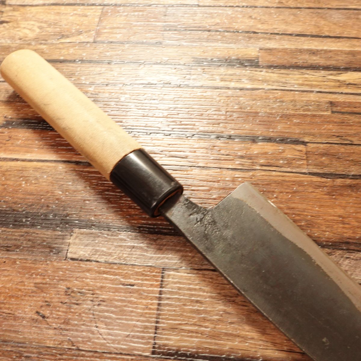 Usaburo Japanese Santoku Knife, Sharpened, Black-Forged, Double Bevel, All-Purpose Knife, 155mm