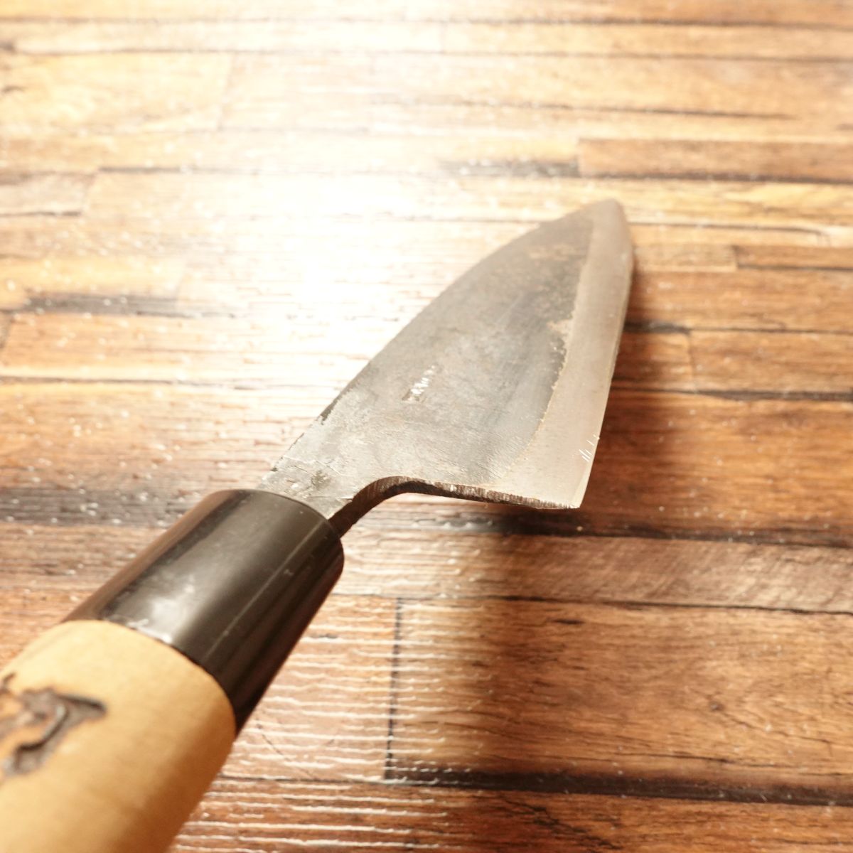 Usaburo Japanese Santoku Knife, Sharpened, Black-Forged, Double Bevel, All-Purpose Knife, 155mm