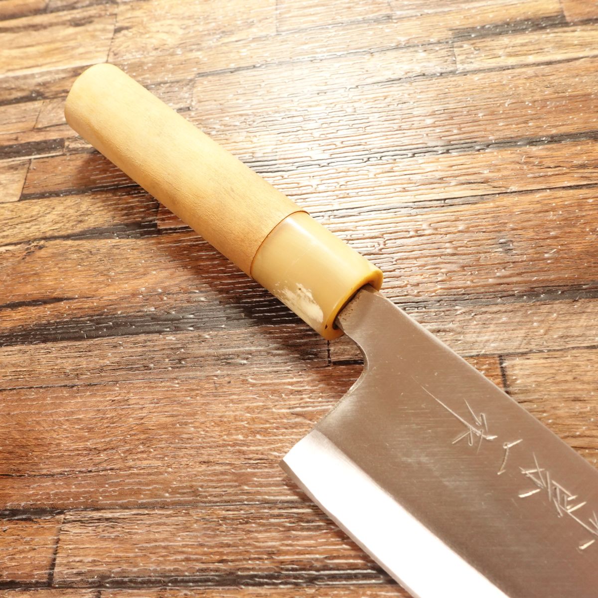 Sakai Soichi Deba Knife, Sharpened, White Buffalo Horn Handle, Near Unused with Box, 155mm