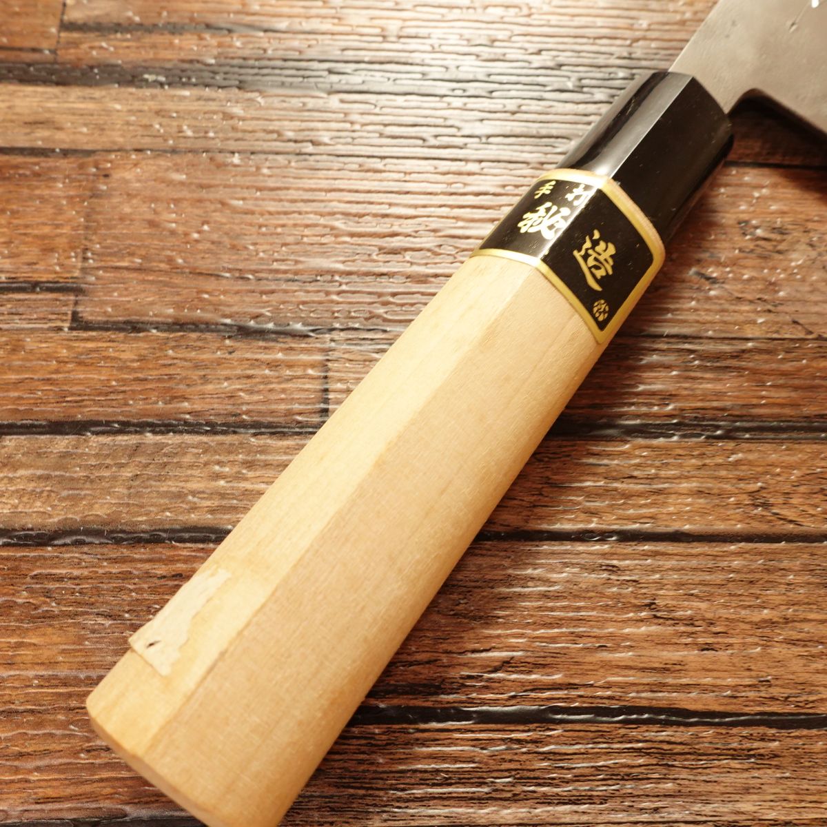 Fujiichi Dojo Nakiri Knife, Sharpened, Hand-Forged, Secret Craftsmanship, Black-Forged, Nashiji & Hammered Finish, Unused with Box, 165mm