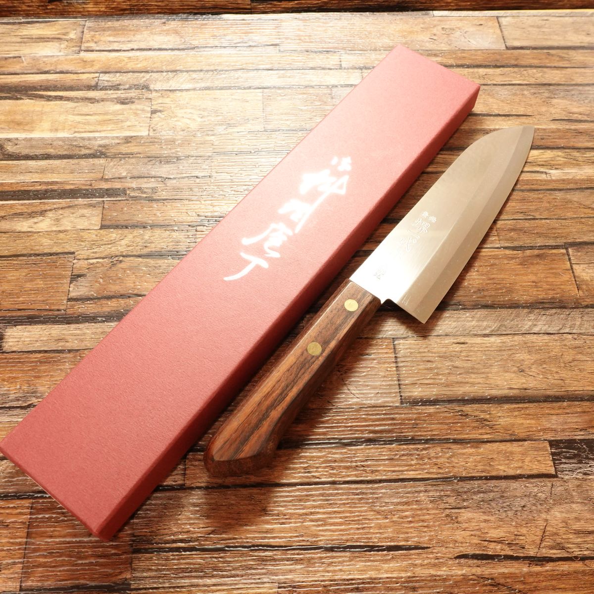 Sakai Kazunari Santoku Knife, Sharpened, All-Purpose Knife, Hon-Warikomi Construction, Unused with Box, 170mm
