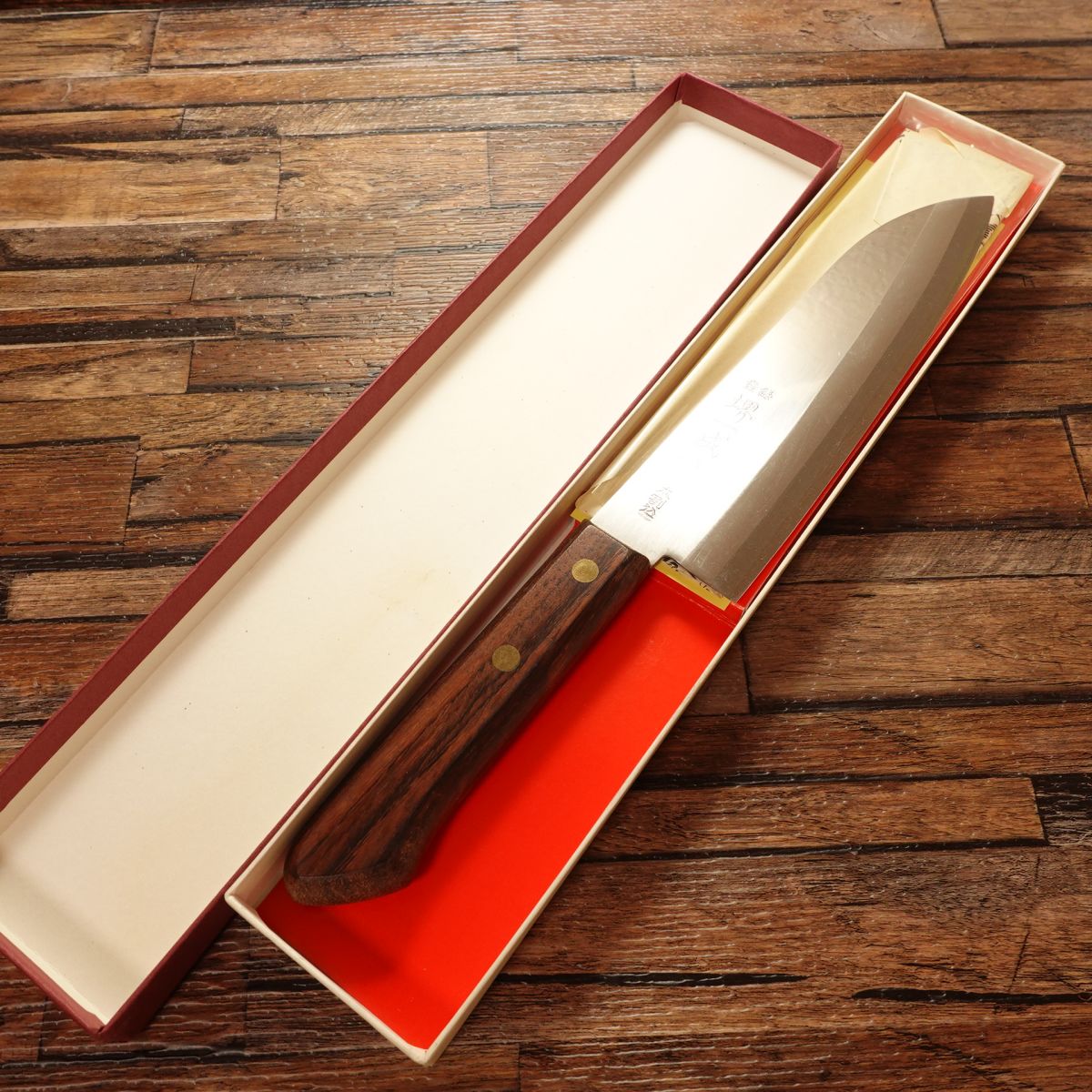Sakai Kazunari Santoku Knife, Sharpened, All-Purpose Knife, Hon-Warikomi Construction, Unused with Box, 170mm