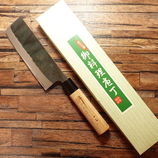 Sakai Kaneari Nakiri Knife, Sharpened, Kurouchi Finish, Special Edition, Unused Stored Item, Boxed, 165mm