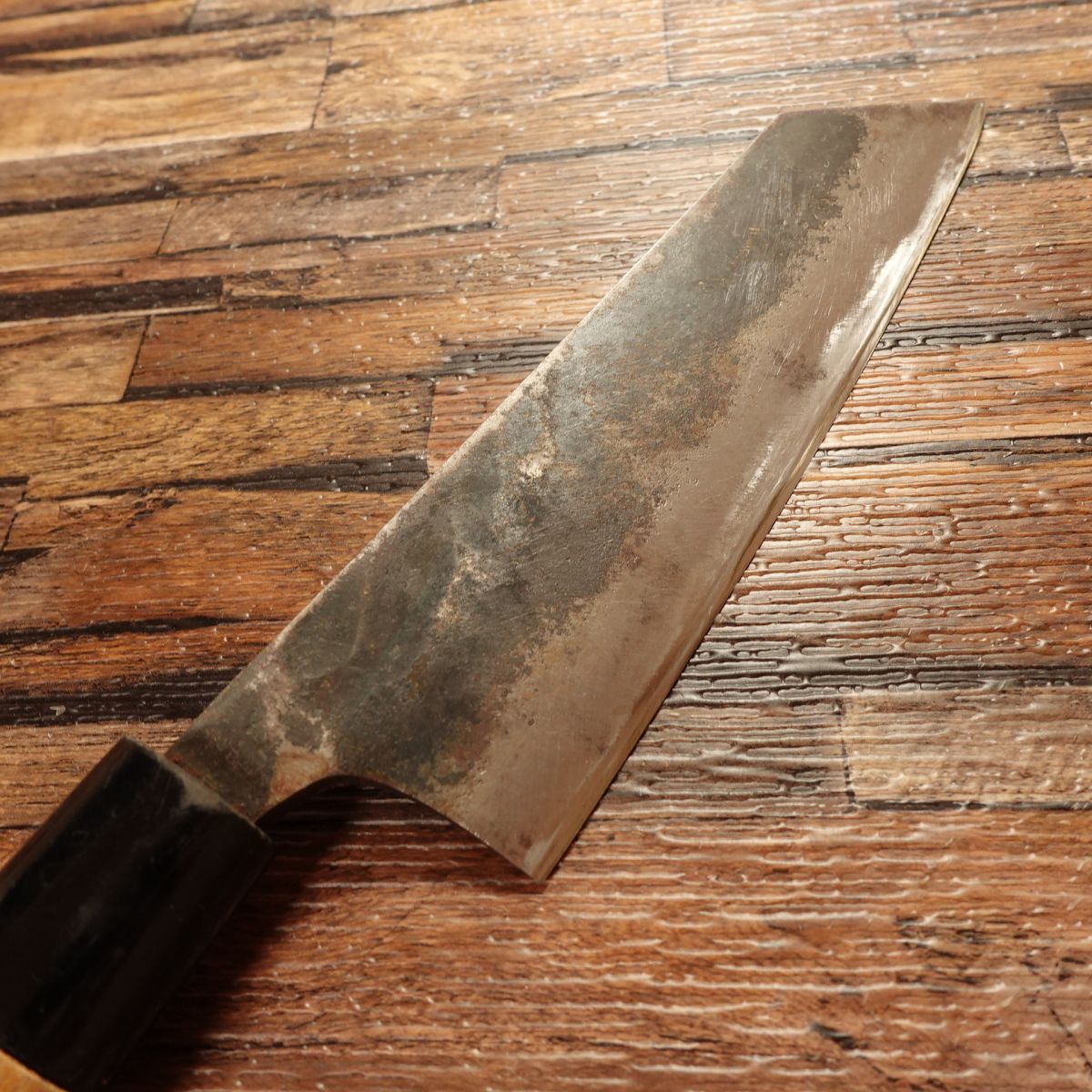 Kozen Bunka Knife, Sharpened, Kurouchi Finish, Japanese Santoku, Hand-Forged by Kozen, 155mm