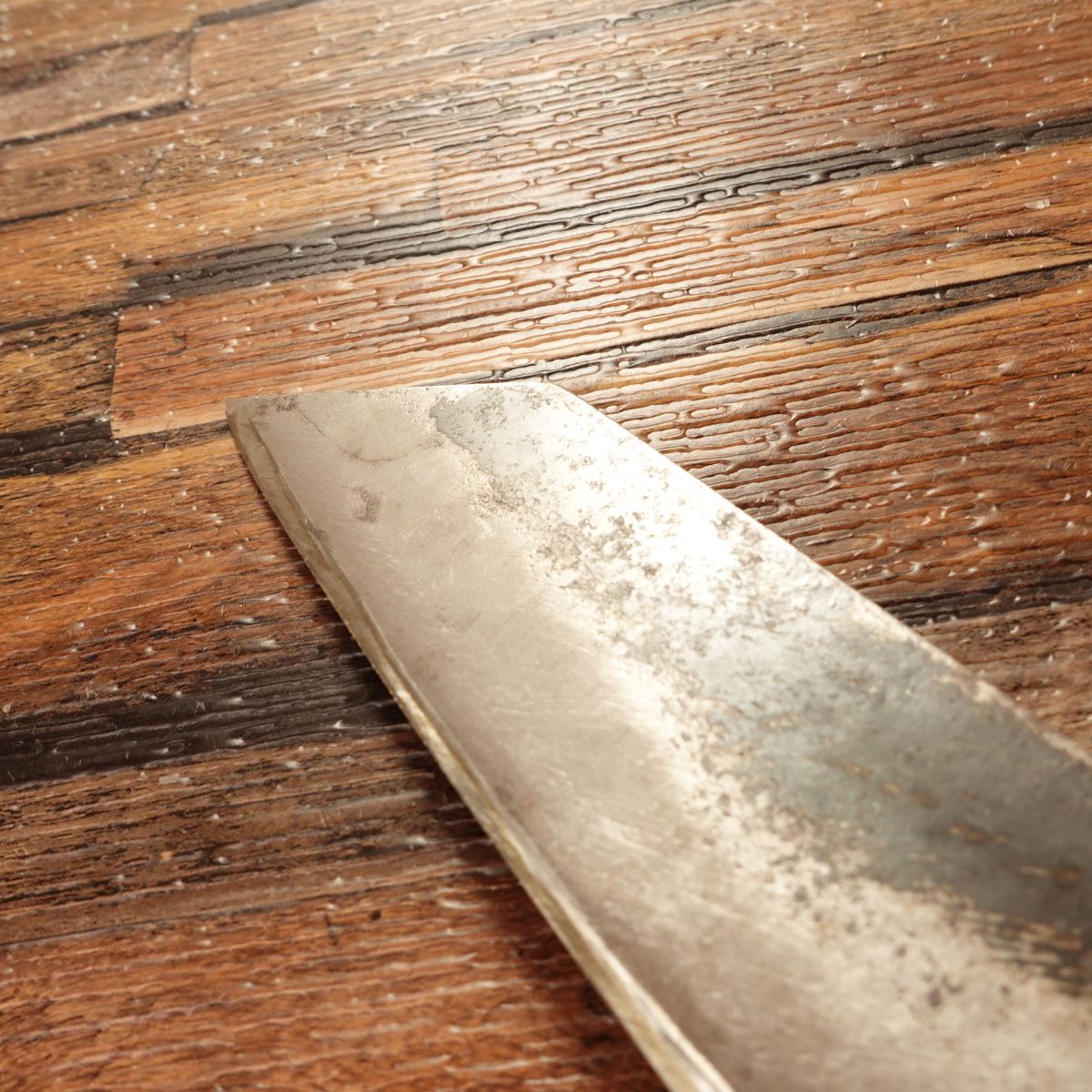 Kozen Bunka Knife, Sharpened, Kurouchi Finish, Japanese Santoku, Hand-Forged by Kozen, 155mm