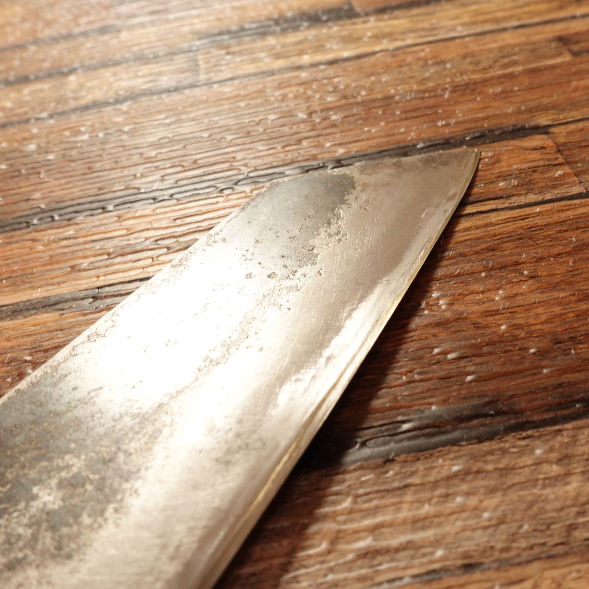 Kozen Bunka Knife, Sharpened, Kurouchi Finish, Japanese Santoku, Hand-Forged by Kozen, 155mm
