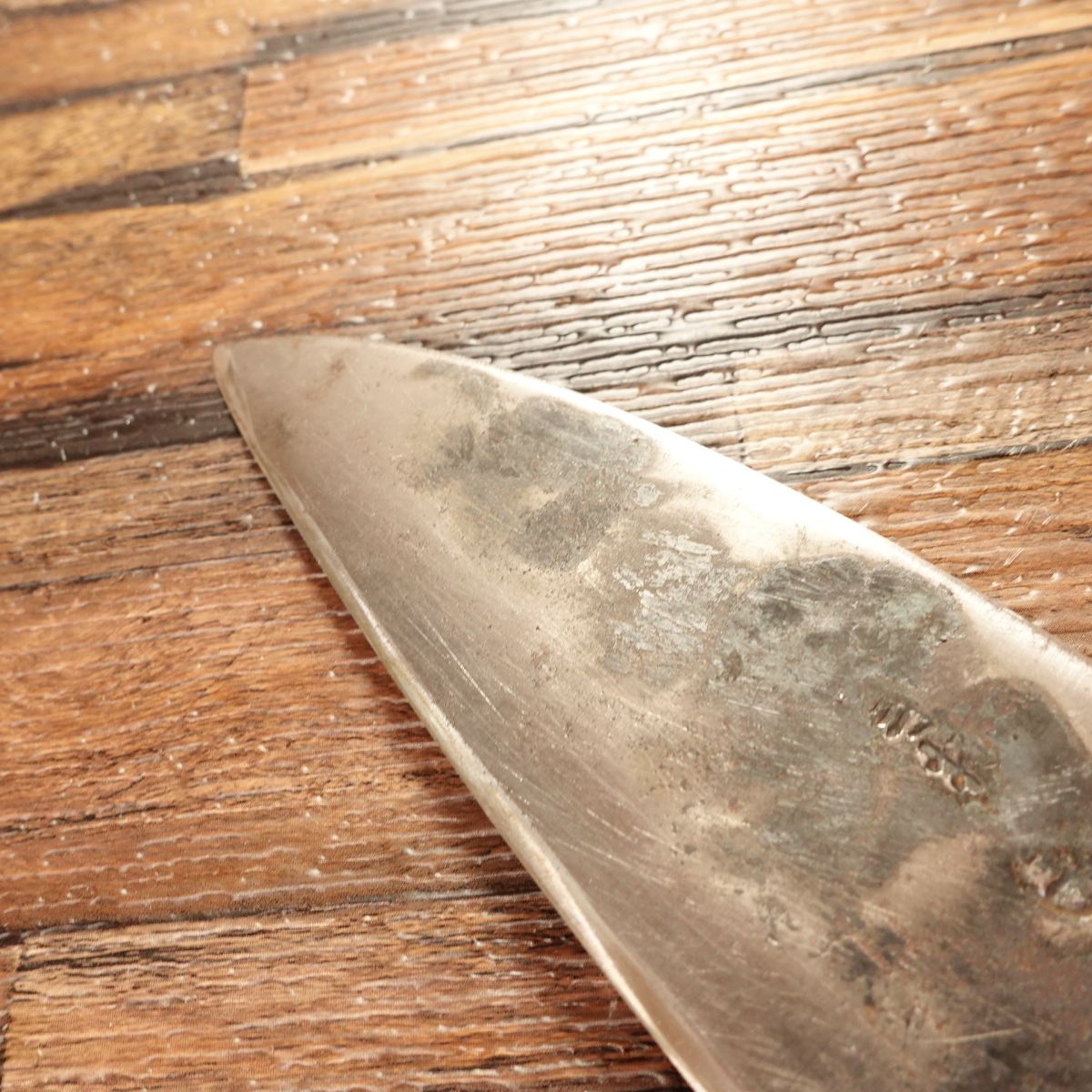 Kurouchi Japanese Santoku Knife, Sharpened, Hand-Forged, Hammered Pattern, 155mm