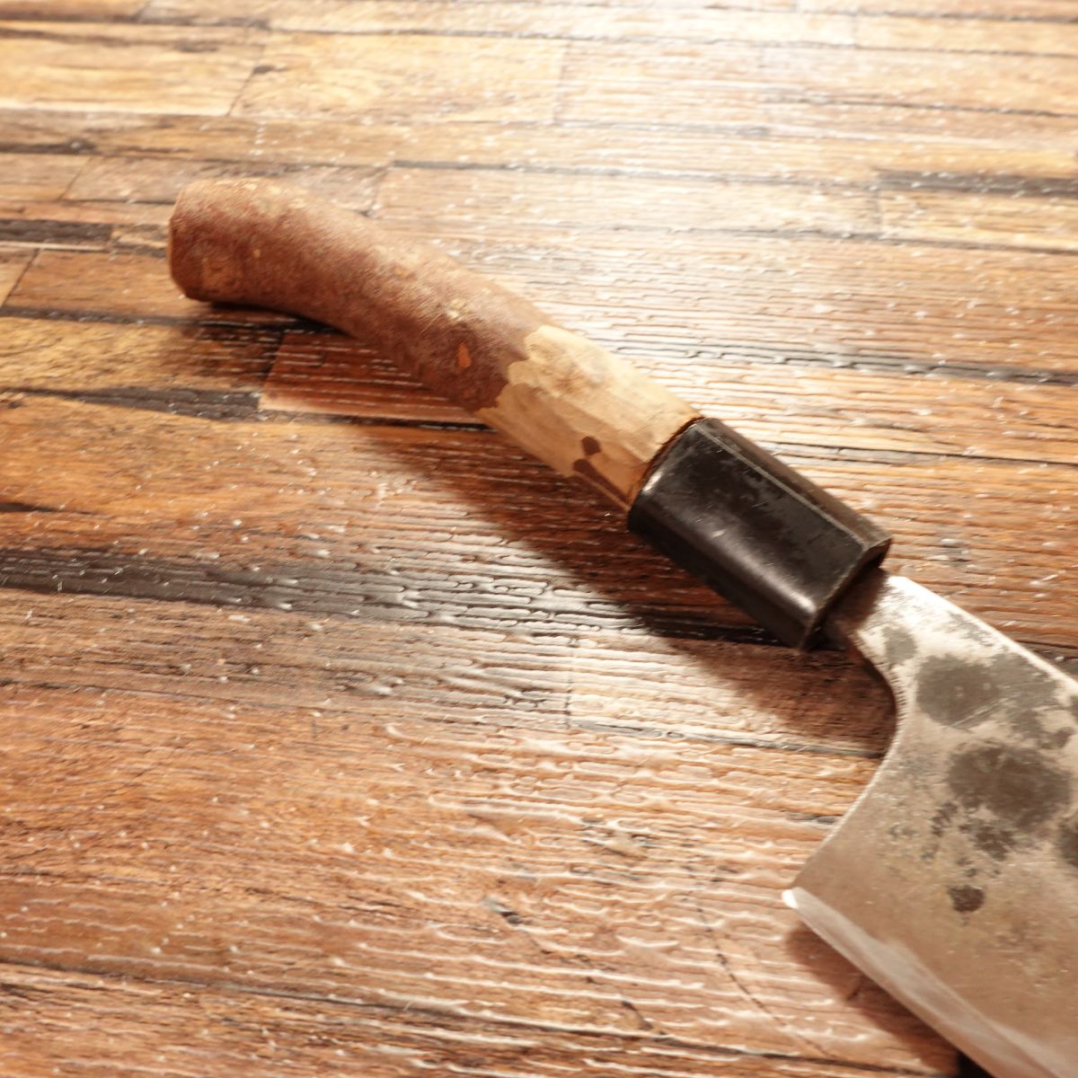 Kurouchi Japanese Santoku Knife, Sharpened, Hand-Forged, Hammered Pattern, 155mm