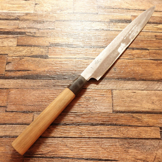 Shoichi Yanagiba Knife, Sharpened, Water Buffalo Handle, Sashimi Knife, Aogami No.2 Steel, 210mm