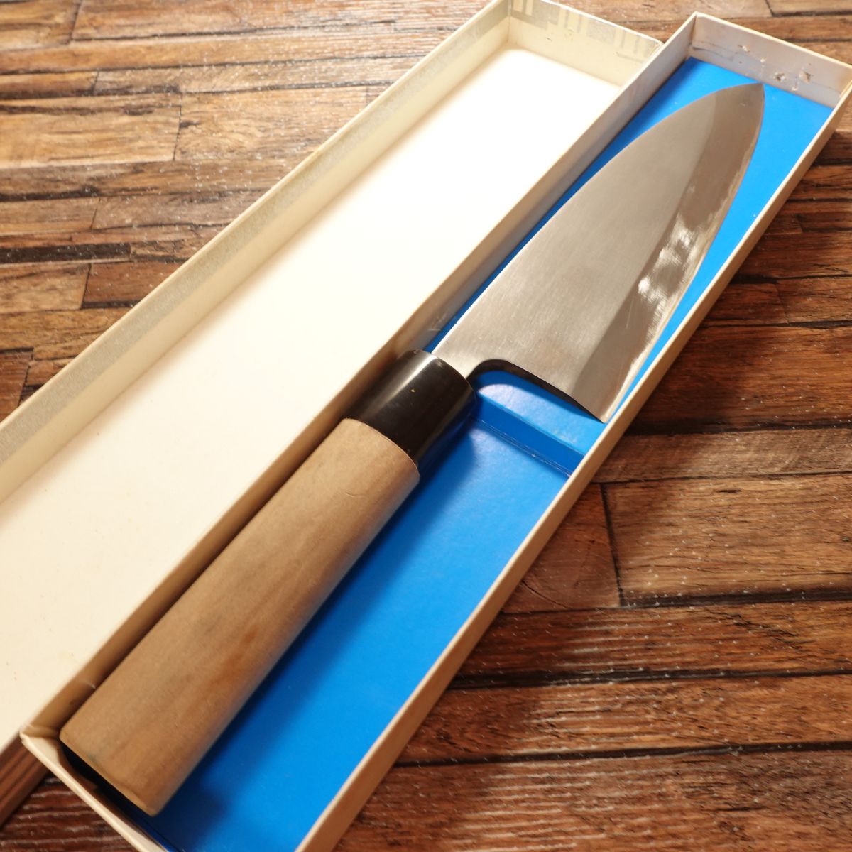 Sadamune Deba Knife, Sharpened, Water Buffalo Handle, Unused Stored Item, Boxed, 170mm