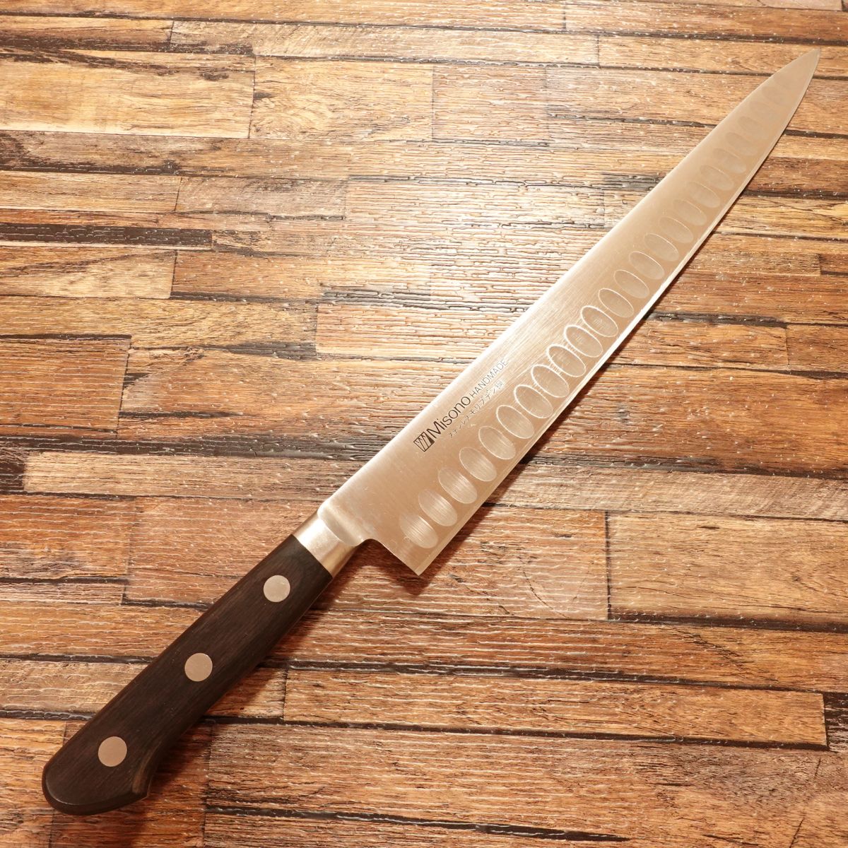 Misono Sujihiki Knife, Sharpened, Salmon, Sujihiki, Dimpled Blade, Misono, Nearly Unused Stored Item, 275mm