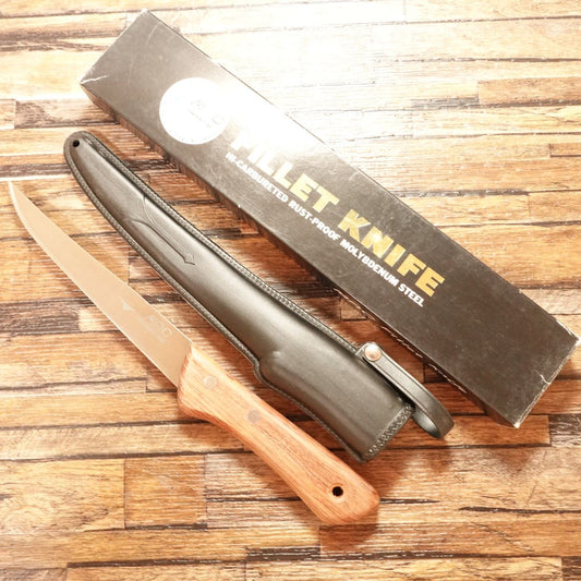MAC Fillet Knife, Sharpened, Sheath Knife, With Scabbard, Stainless Steel, Unused Stored Item, With Box, 160mm