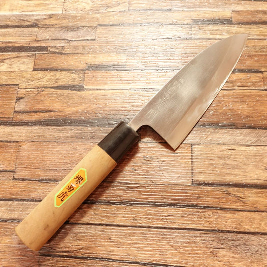 Sakai Kikutora Deba Knife, Sharpened, Carbon Steel, Extra Fine Grade, With Sticker, 140mm