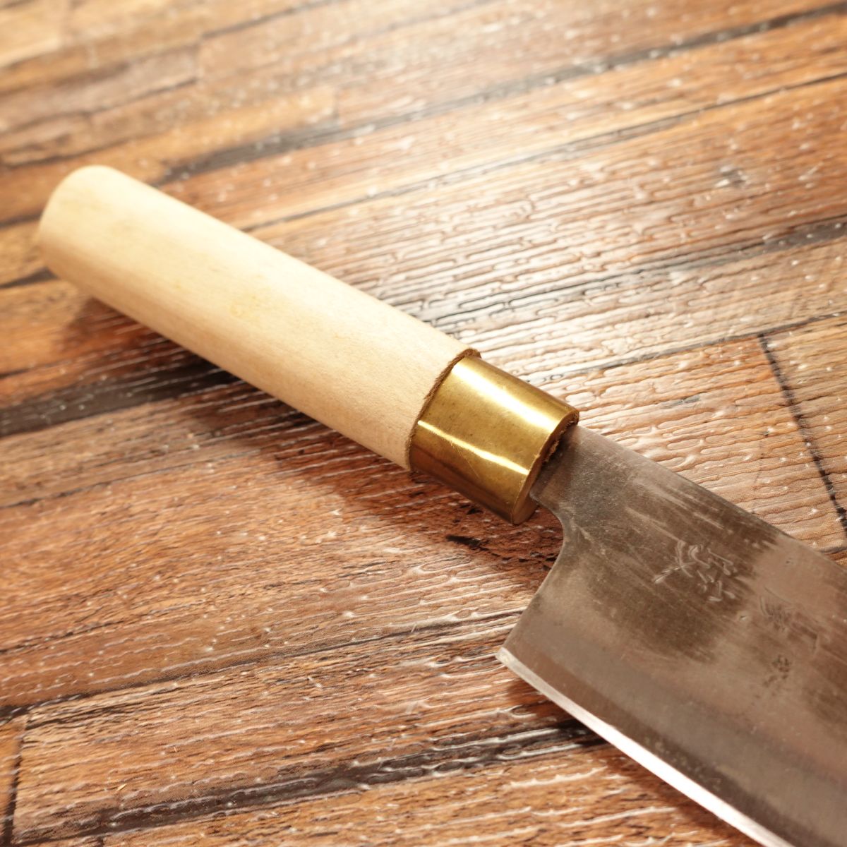 Yushun Aji-Kiri Knife, Sharpened, Ko-Deba, Double-Edged, Kurouchi, Hagane, 100mm