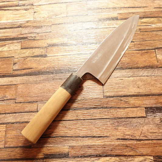 Sakai Toji Deba Knife, Sharpened, Water Buffalo Handle, Hagane, Single-Edged, Lightly Used, 170mm