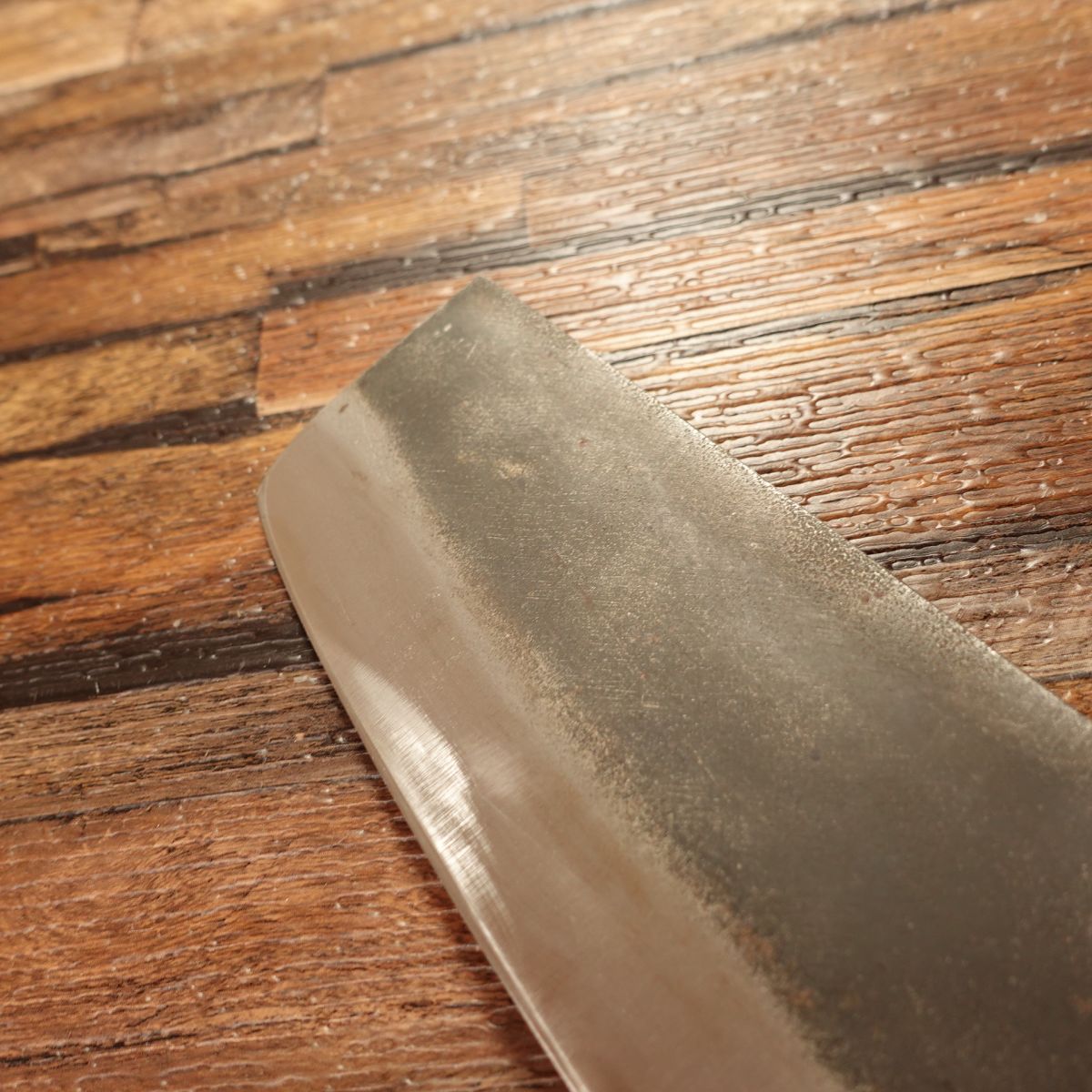 Sakai Naosuke Nakiri Knife, Sharpened, Kurouchi, Double-Edged, Sticker on Handle, Nearly Unused Stored, 165mm