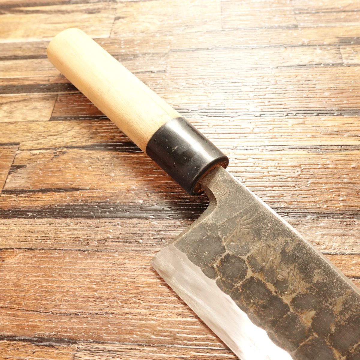 Kaneyuu Deba Knife, Sharpened, Black-Forged, Hammered Finish, Yasuki Steel, Carbon Forge, “Shu” Grade, 155mm