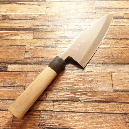 Izutsuki Kiya Deba Knife, Sharpened, Buffalo Horn Handle, With Small Crack, Minimal Use, Budget-Friendly, 155mm