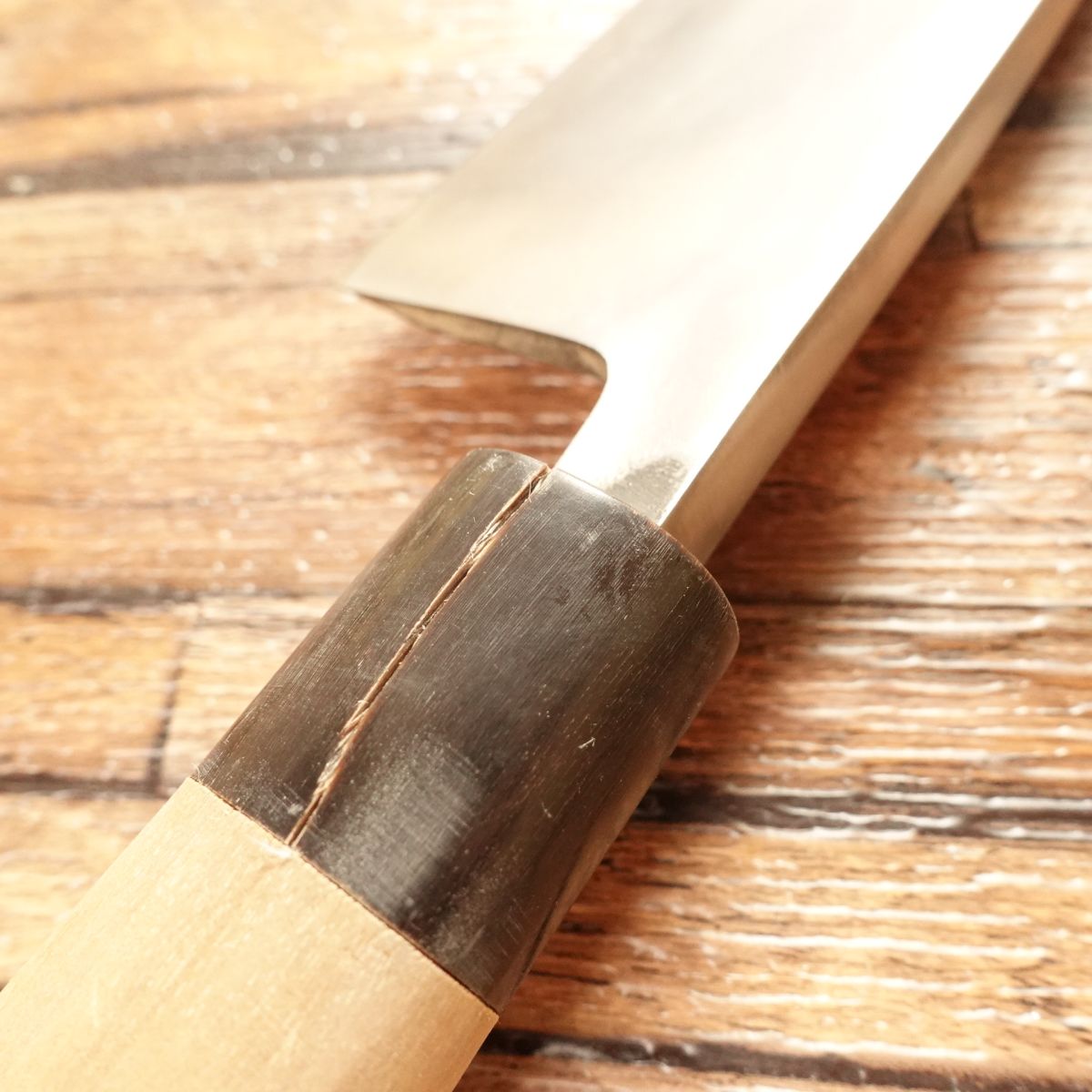 Izutsuki Kiya Deba Knife, Sharpened, Buffalo Horn Handle, With Small Crack, Minimal Use, Budget-Friendly, 155mm