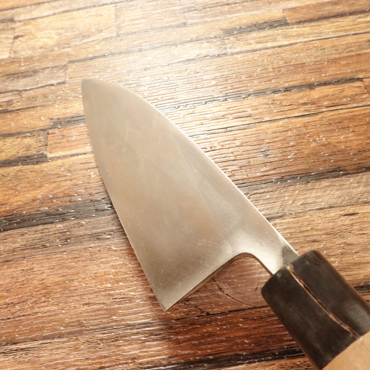 Izutsuki Kiya Deba Knife, Sharpened, Buffalo Horn Handle, With Small Crack, Minimal Use, Budget-Friendly, 155mm
