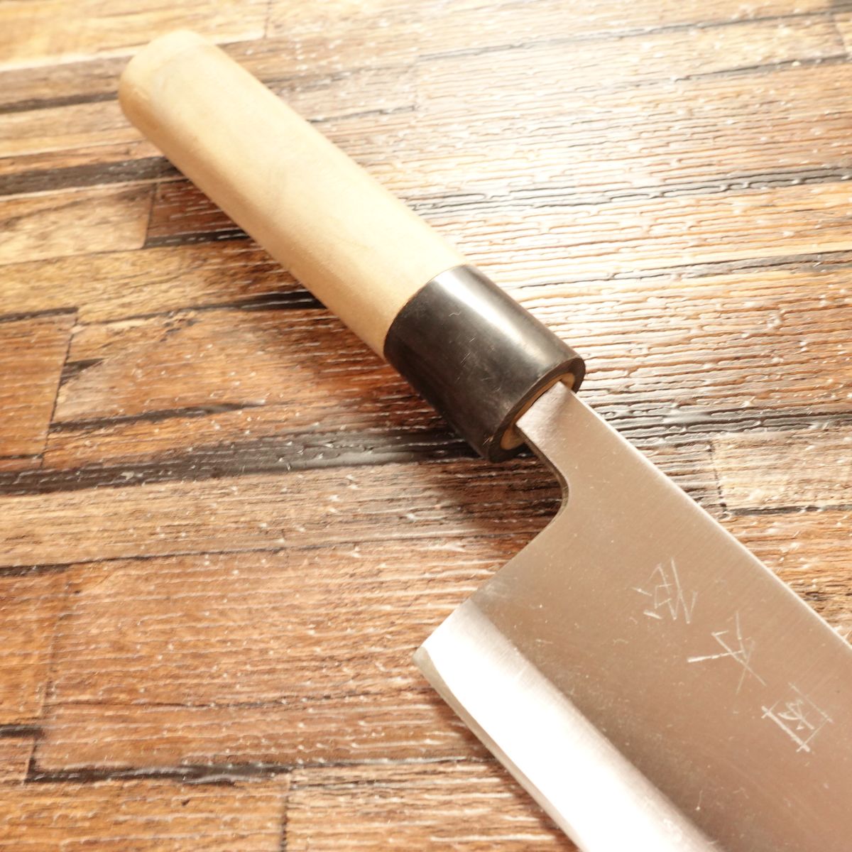 Izutsuki Kiya Deba Knife, Sharpened, Buffalo Horn Handle, With Small Crack, Minimal Use, Budget-Friendly, 155mm