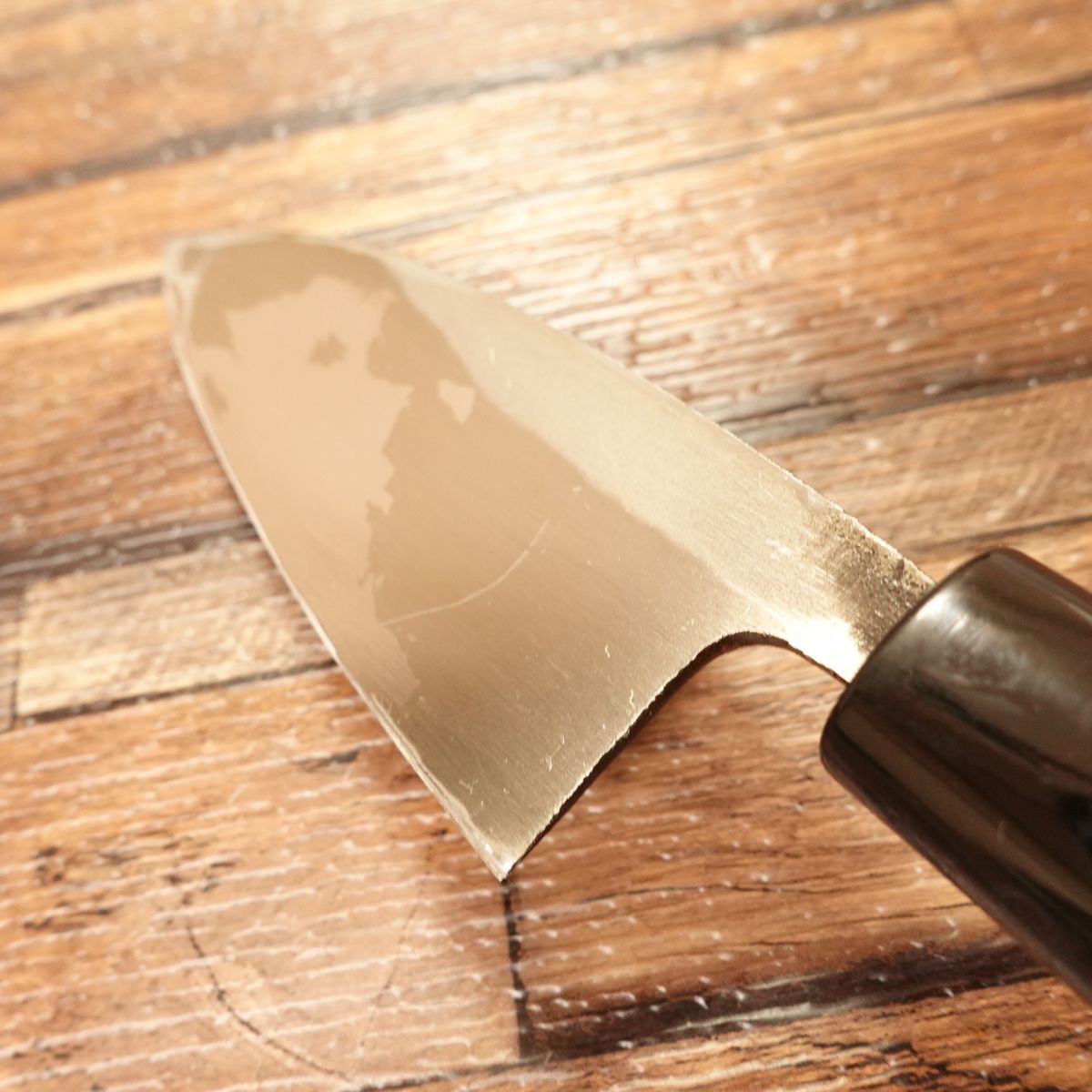 Kiya Aji-Kiri Knife, Sharpened, Black Finish, Small Deba, Boxed, 95mm