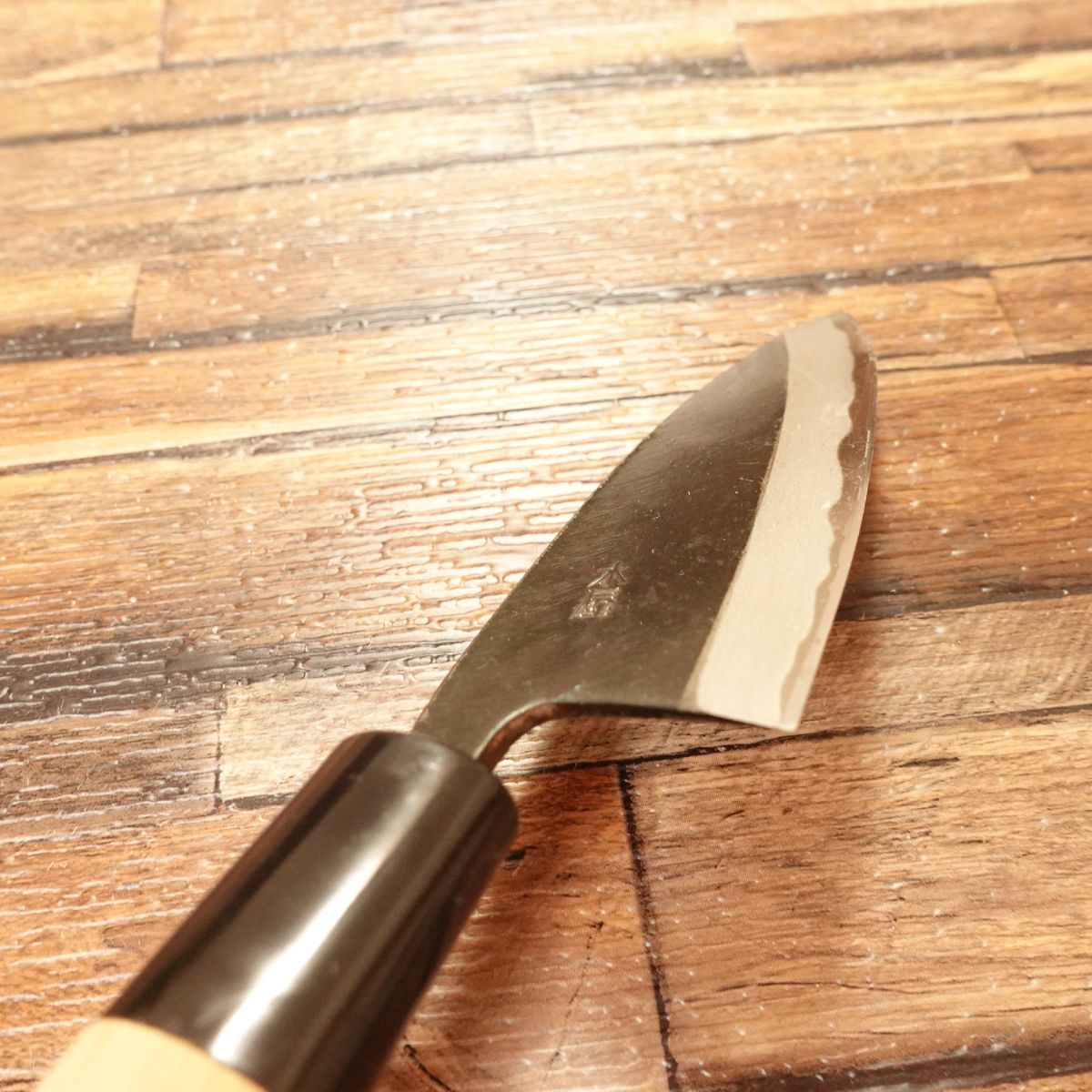 Kiya Aji-Kiri Knife, Sharpened, Black Finish, Small Deba, Boxed, 95mm