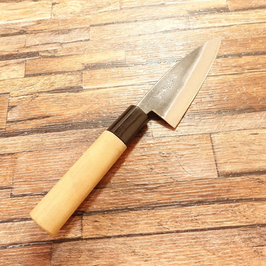 Tadafusa Aji-Kiri Knife, Sharpened, Black Finish, Small Deba, 105mm