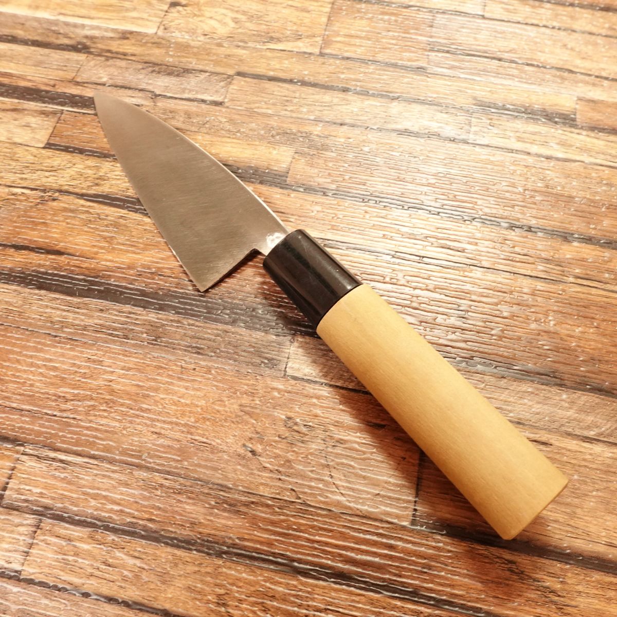Tadafusa Aji-Kiri Knife, Sharpened, Black Finish, Small Deba, 105mm