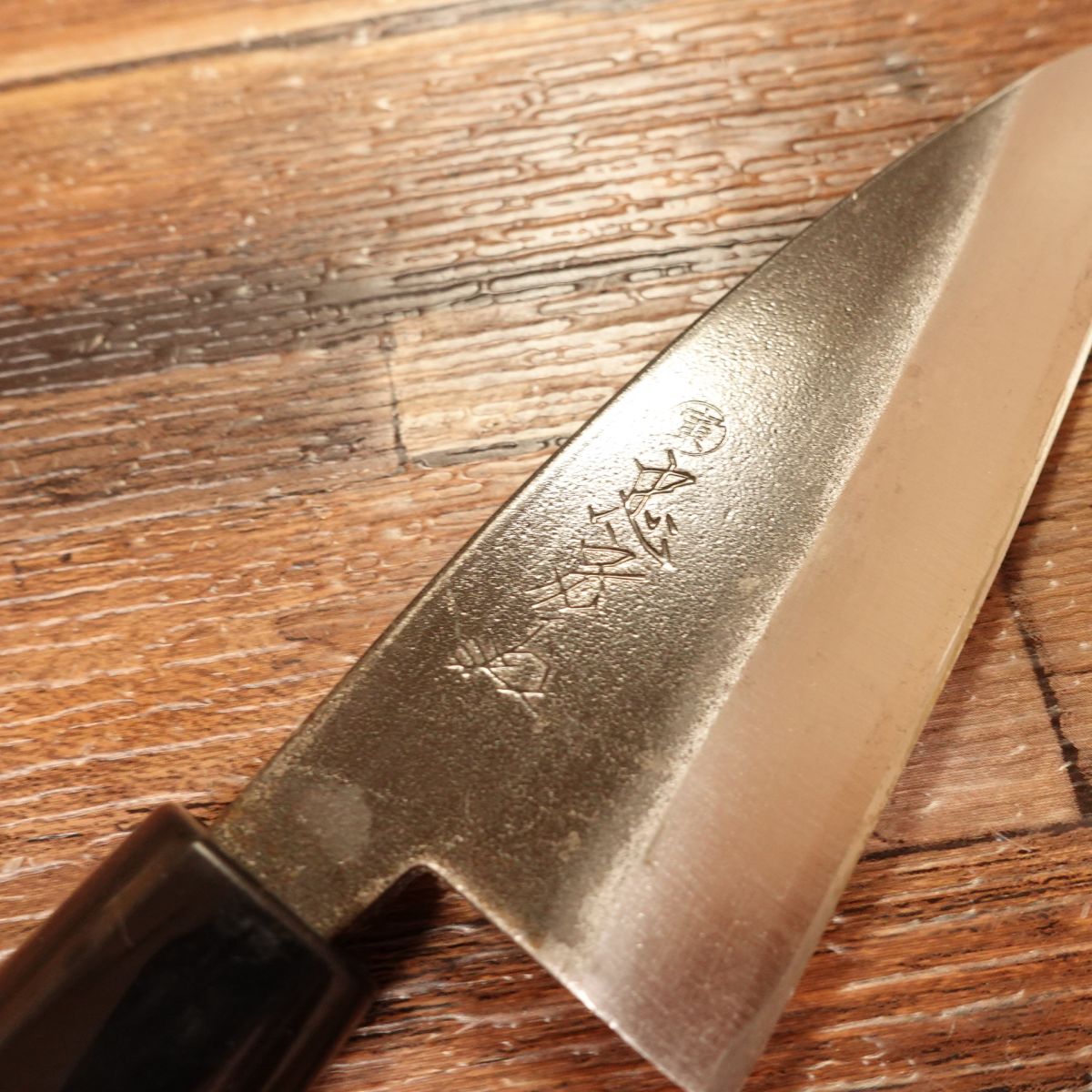 Tadafusa Aji-Kiri Knife, Sharpened, Black Finish, Small Deba, 105mm