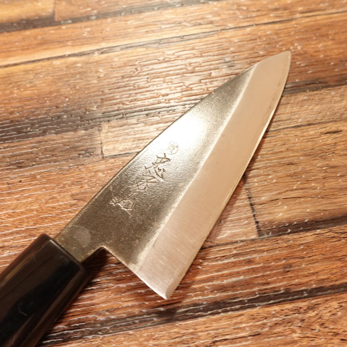 Tadafusa Aji-Kiri Knife, Sharpened, Black Finish, Small Deba, 105mm