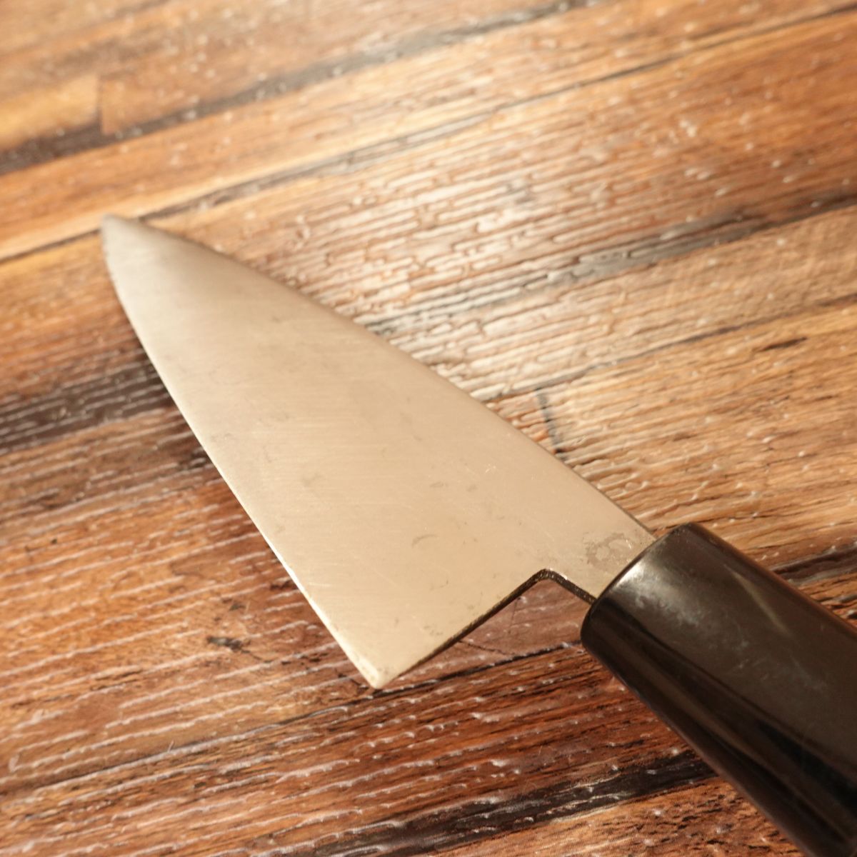 Tadafusa Aji-Kiri Knife, Sharpened, Black Finish, Small Deba, 105mm