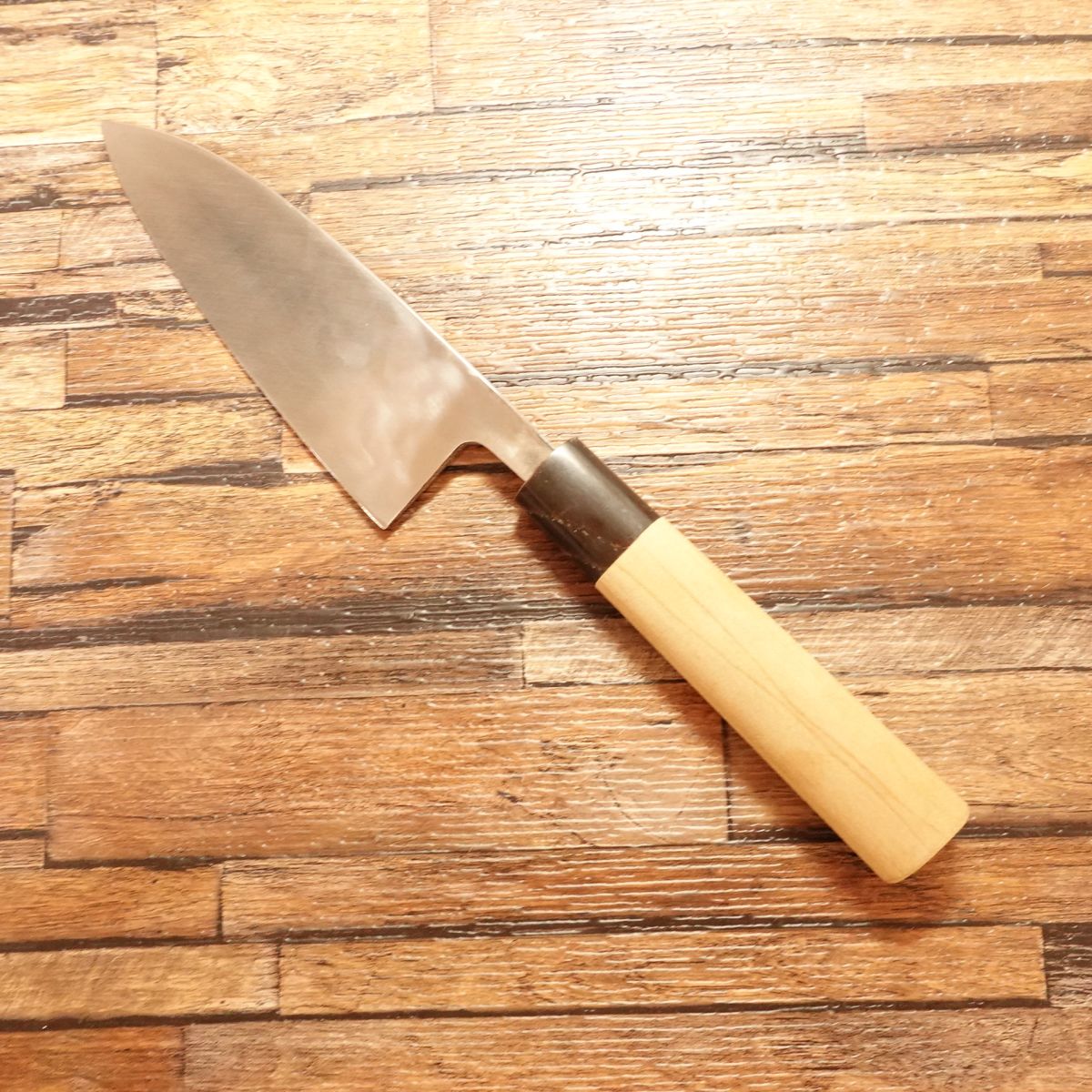 Kiya Deba Knife, Sharpened, Kiya Yoshihisa, Water Buffalo Handle, Small Deba, Near Unused, 135mm