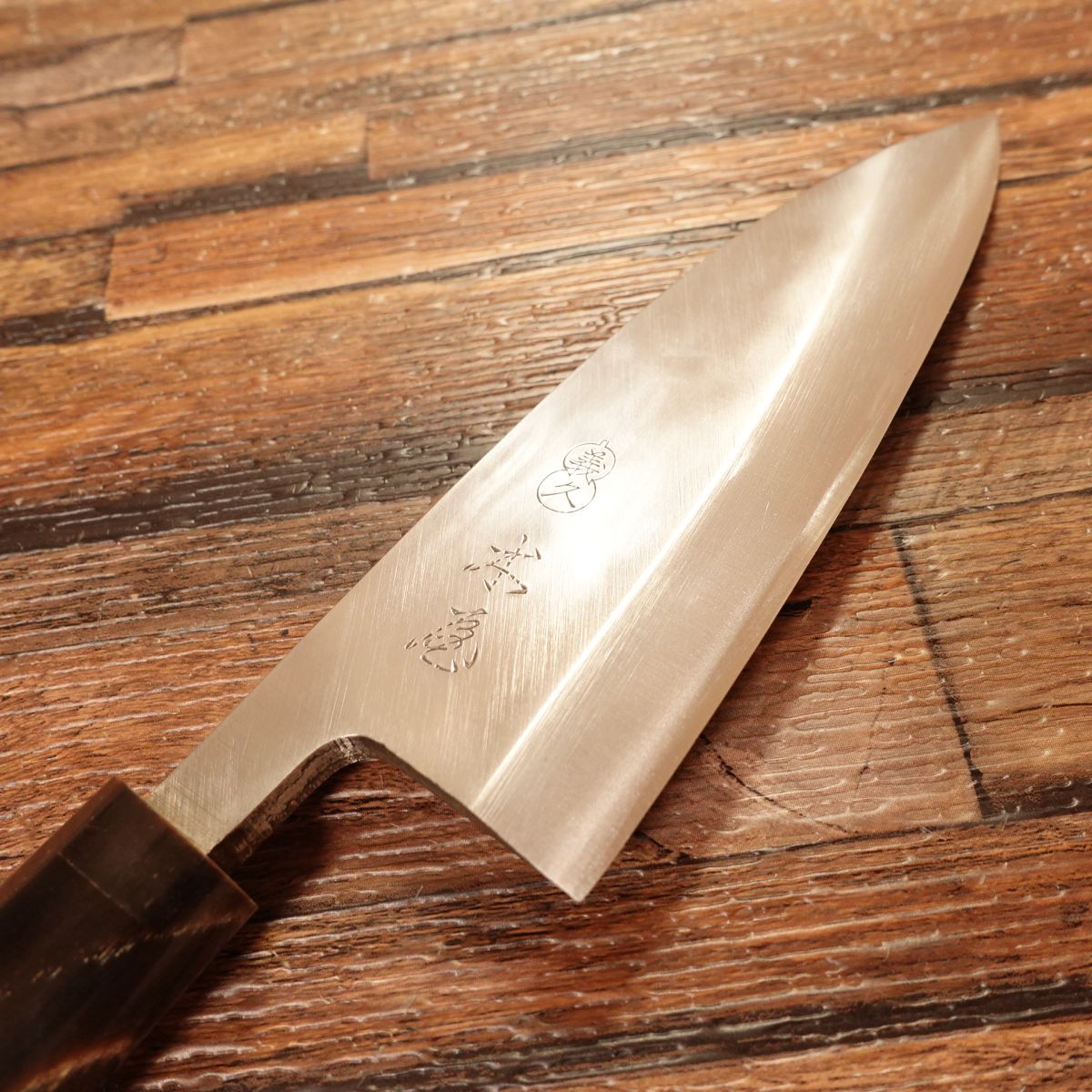 Kiya Deba Knife, Sharpened, Kiya Yoshihisa, Water Buffalo Handle, Small Deba, Near Unused, 135mm