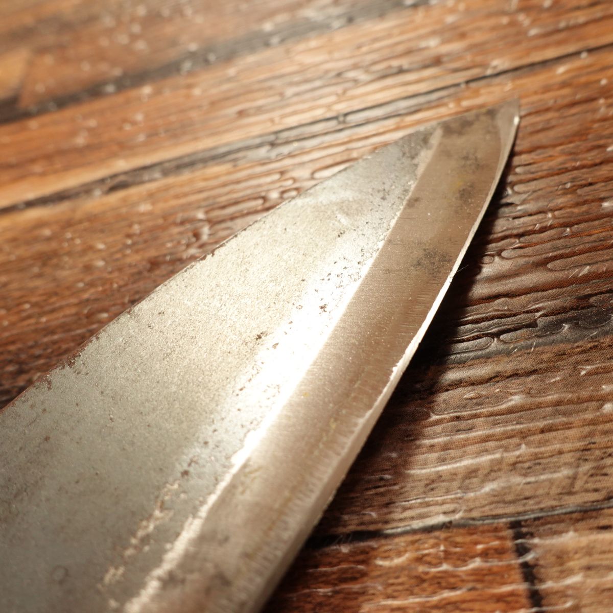 Kuro-Uchi Aji-Kiri Knife, Sharpened, Small Deba Knife, Double Bevel, Hagane, Thin Blade, 100mm