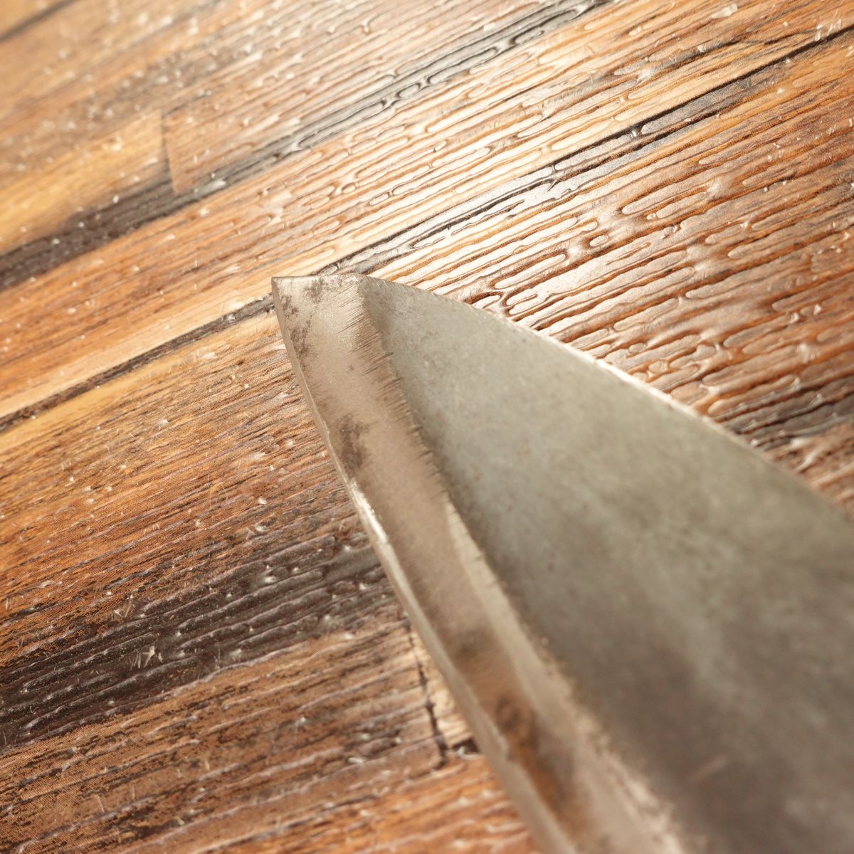 Kuro-Uchi Aji-Kiri Knife, Sharpened, Small Deba Knife, Double Bevel, Hagane, Thin Blade, 100mm