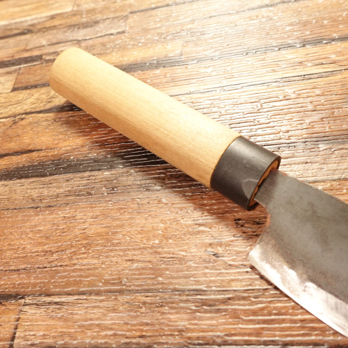 Kuro-Uchi Aji-Kiri Knife, Sharpened, Small Deba Knife, Double Bevel, Hagane, Thin Blade, 100mm